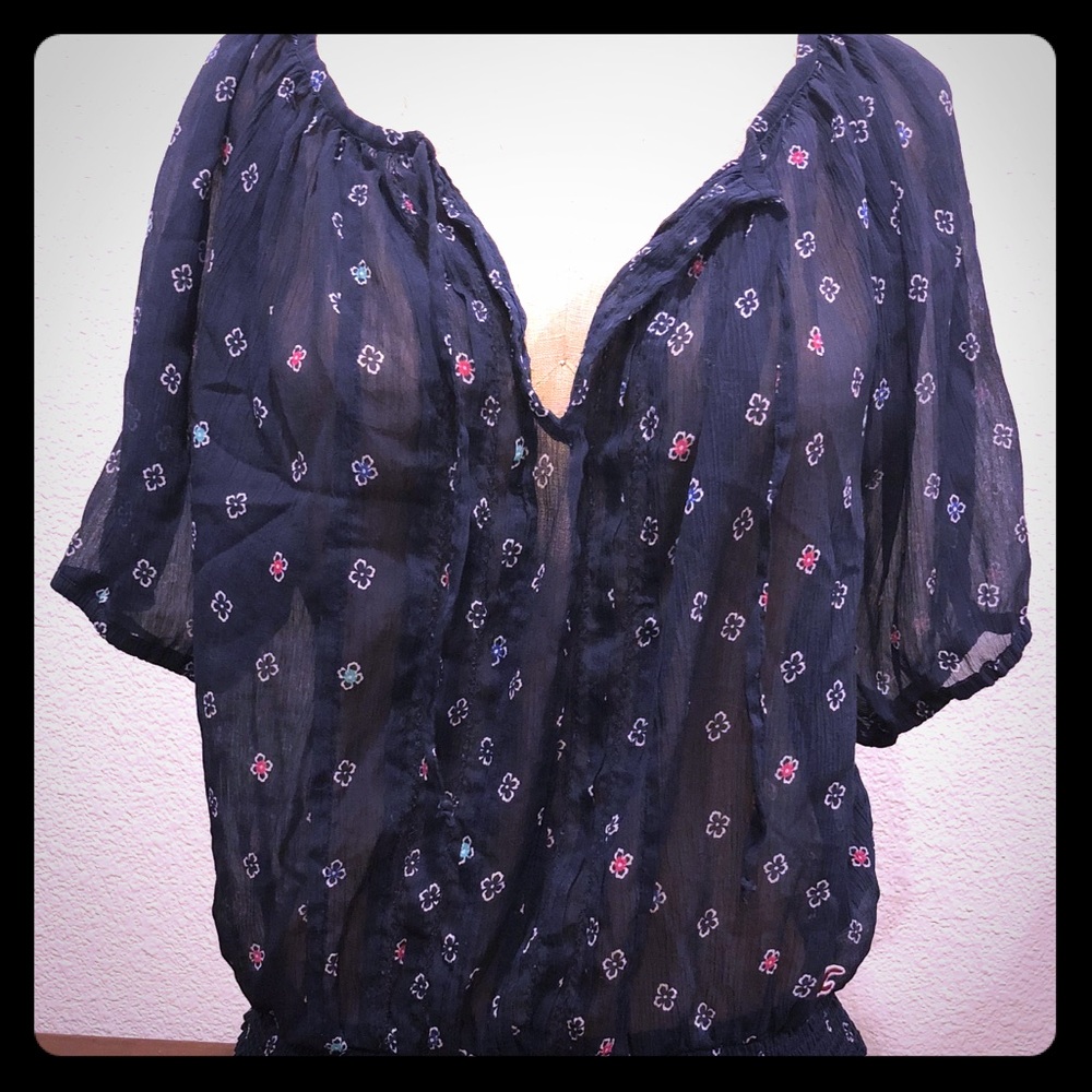 Navy Hollister Sheer Top